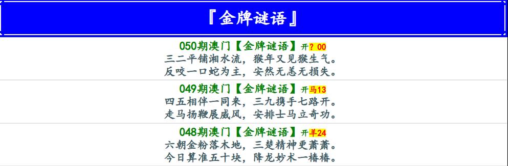 050期金牌谜语[图]