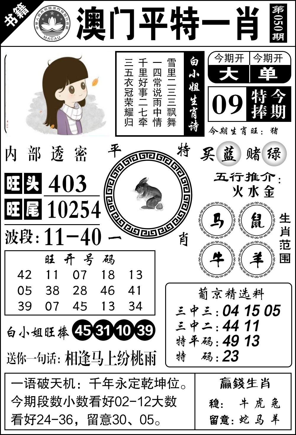 050期澳门内部透密[图]