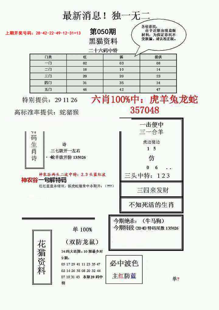 050期独一无二(正)[图]