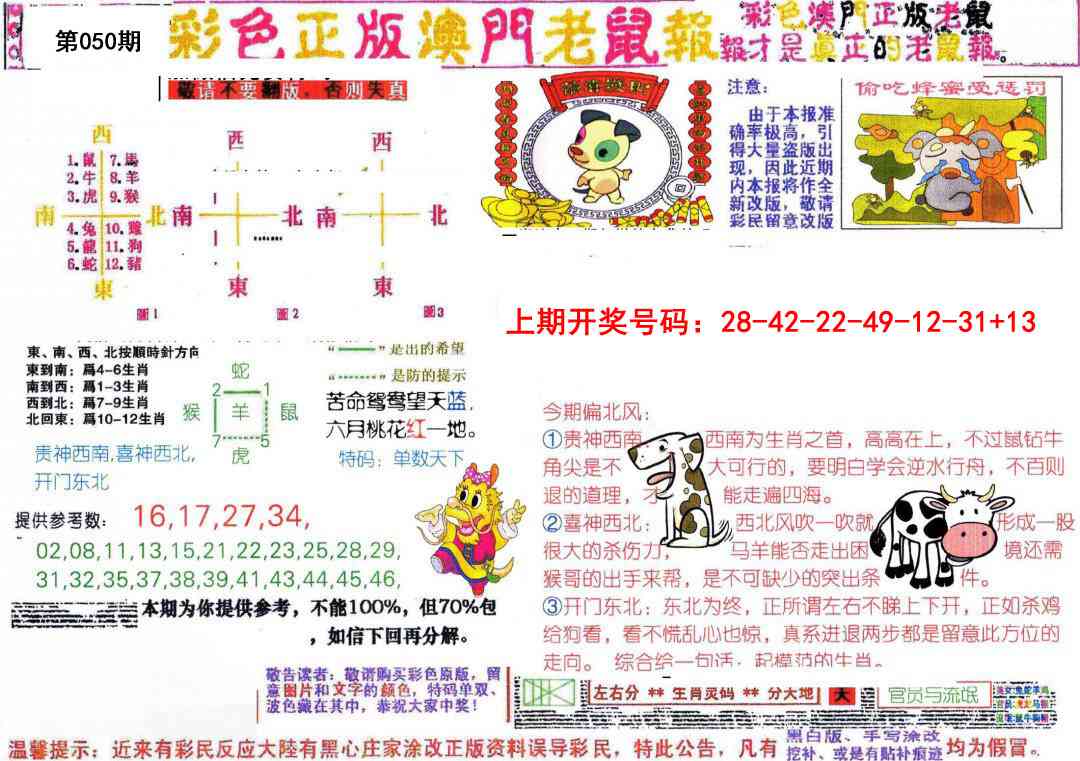 050期彩色正版澳门老鼠报[图]
